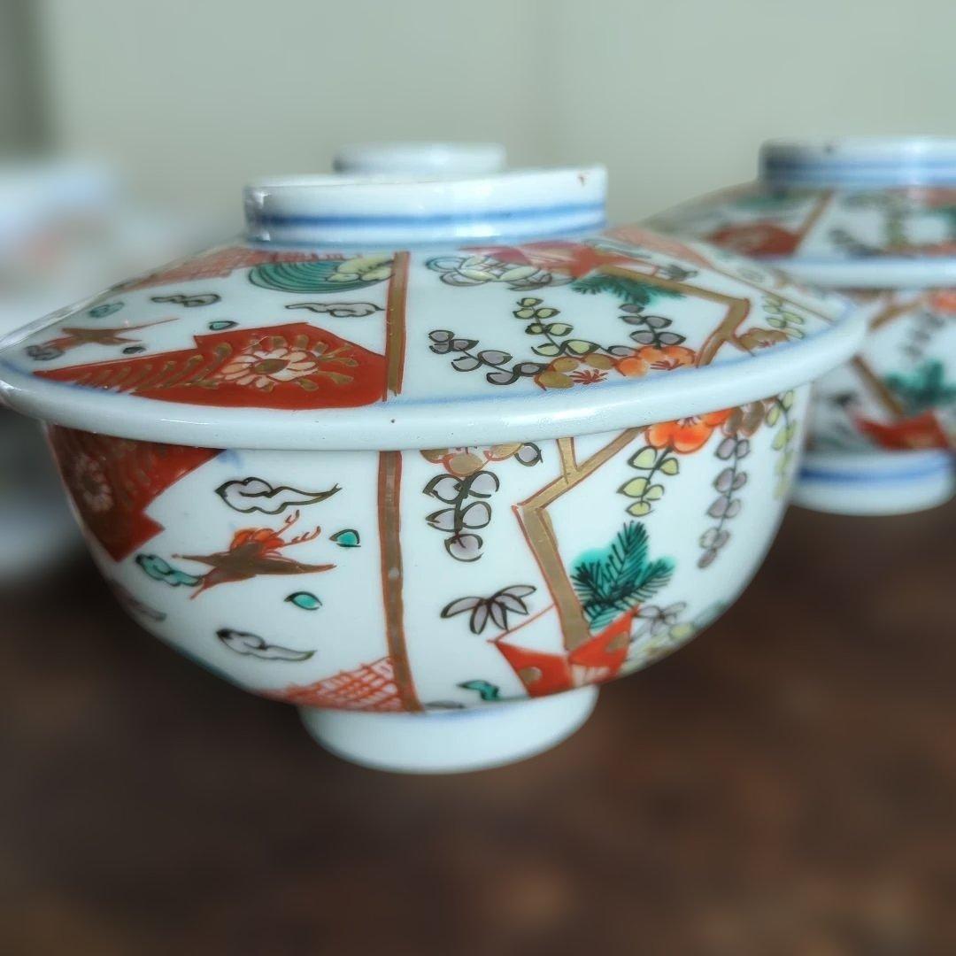 骨董 伊万里 古伊万里 蓋付茶碗 茶碗 煮物碗 お雑煮 蓋付 5つ〜