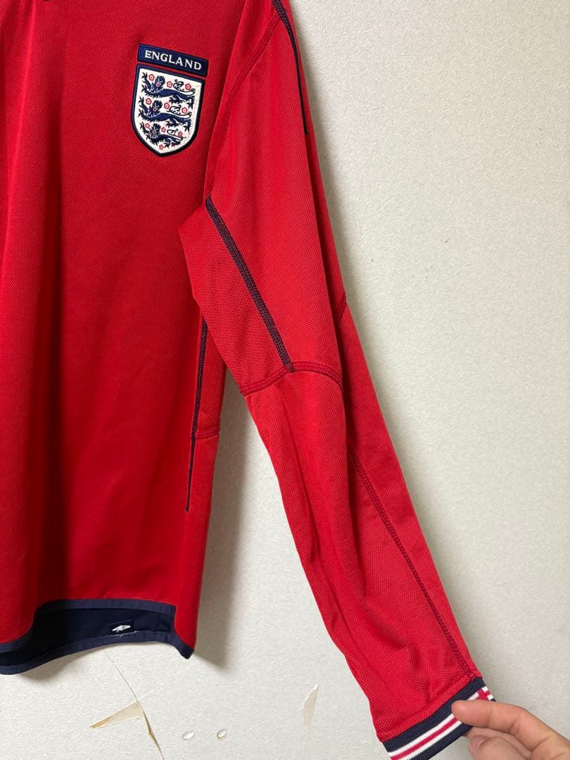 イングランド代表 ユニフォーム アウェイ UMBRO 赤/ネイビー 長袖 L相当