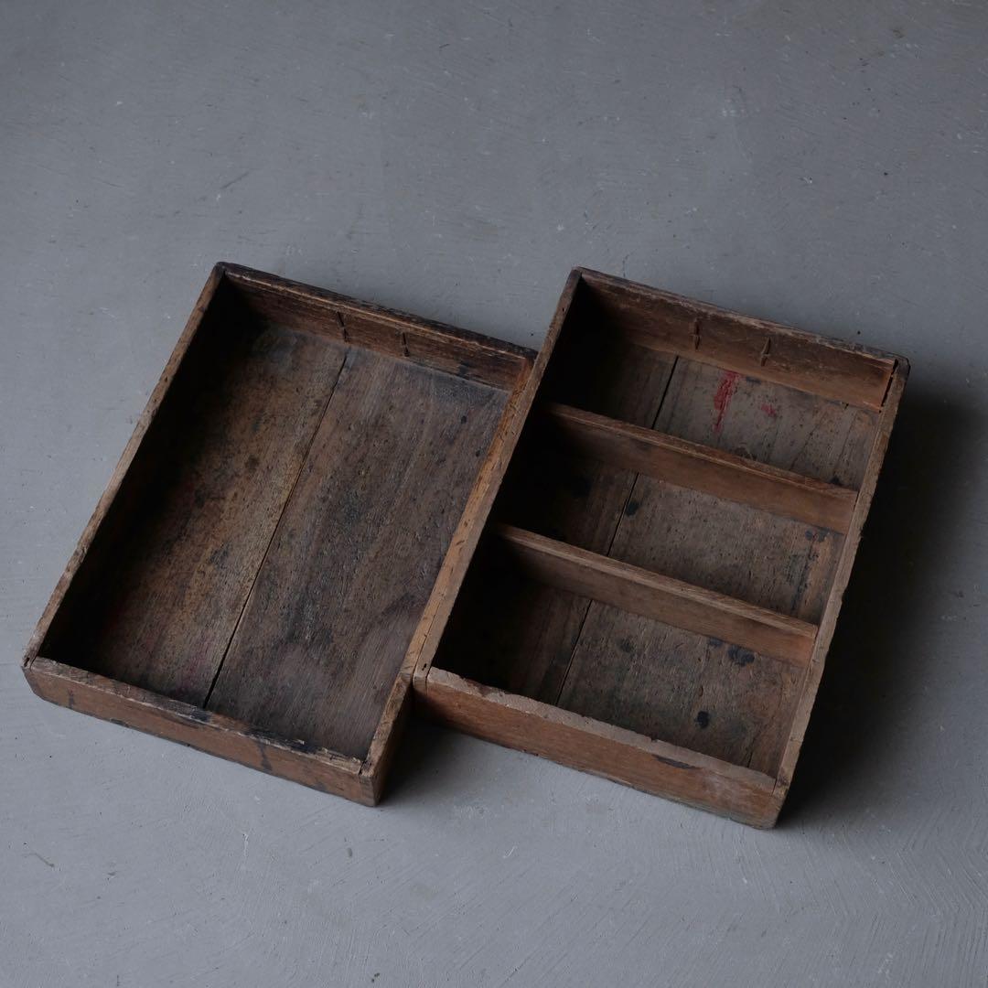 桐材＋檜材 蓋付き２杯小引き出し　抽斗 箪笥 書類棚 木箱 古家具 古道具 骨董