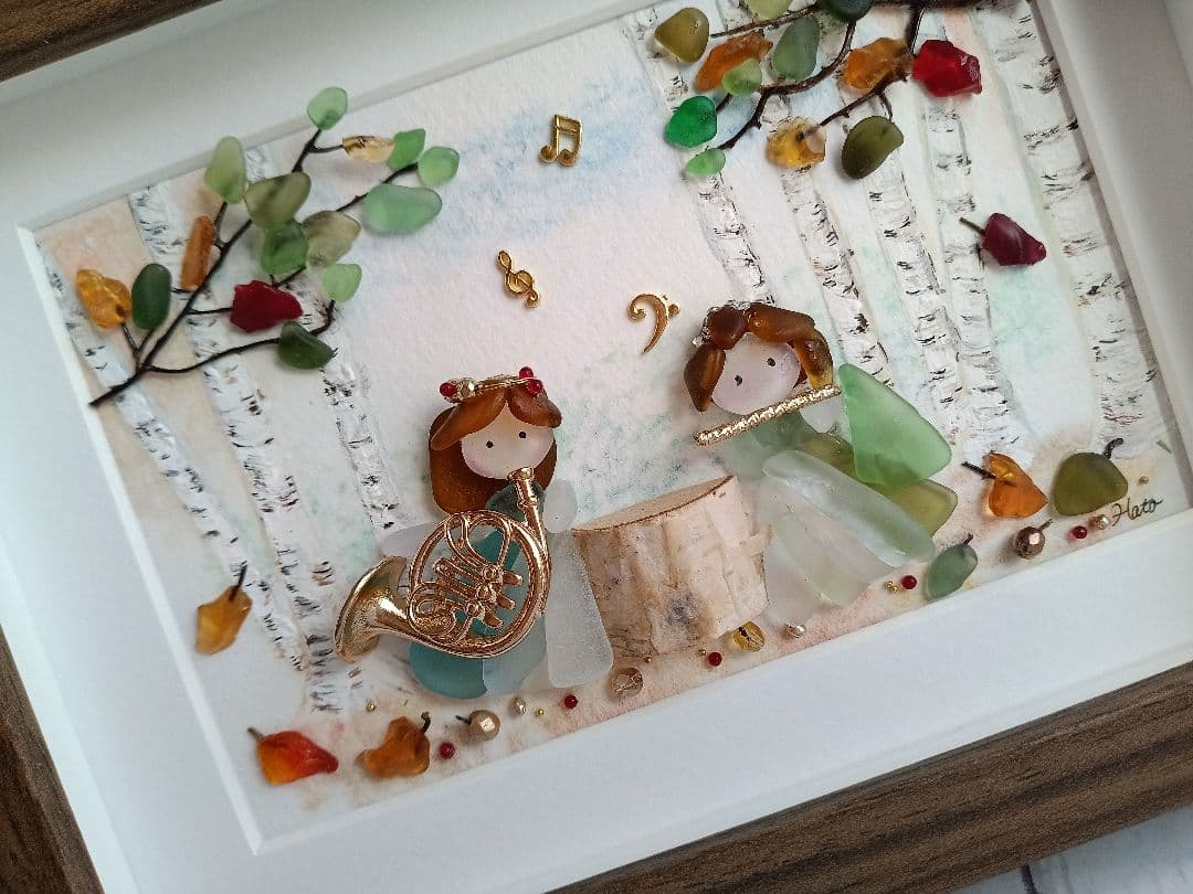 シーグラスアート　ワイン樽　二重奏　たかりん様　ご確認用