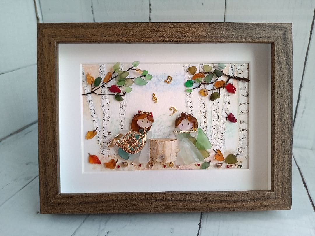 シーグラスアート　ワイン樽　二重奏　たかりん様　ご確認用