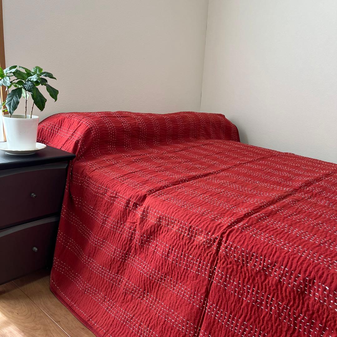 インド　ヴィンテージ　ラリーキルト　カンタキルト　マルチカバー  ベットカバー