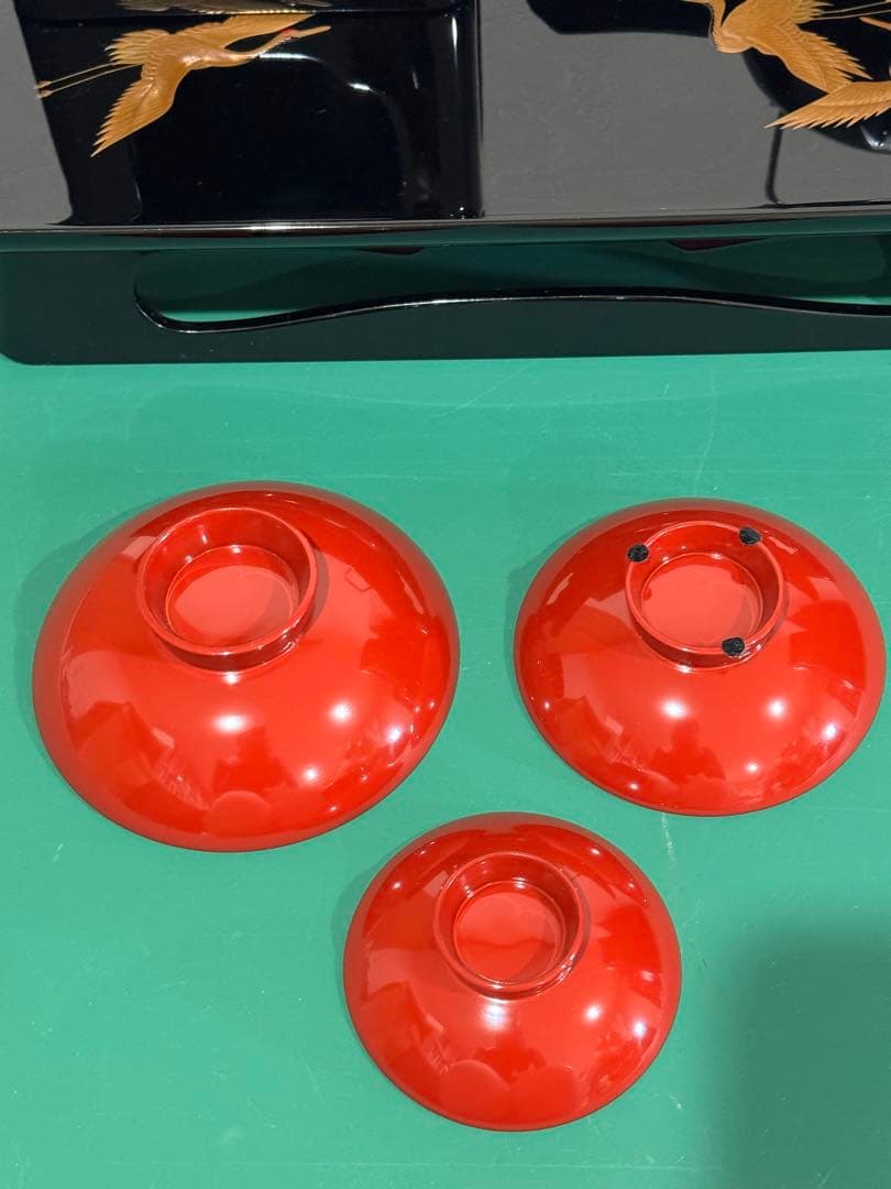 能登輪島塗　屠蘇揃い　鶴　蒔絵　美品