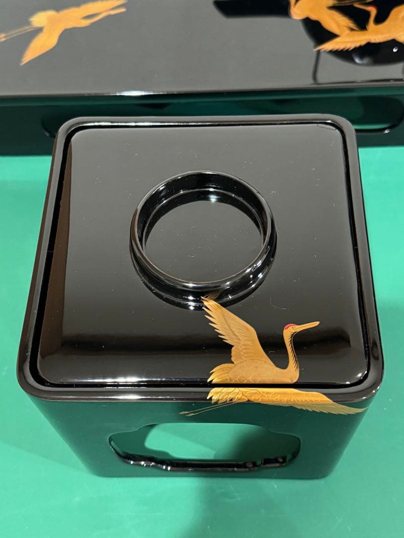 能登輪島塗　屠蘇揃い　鶴　蒔絵　美品