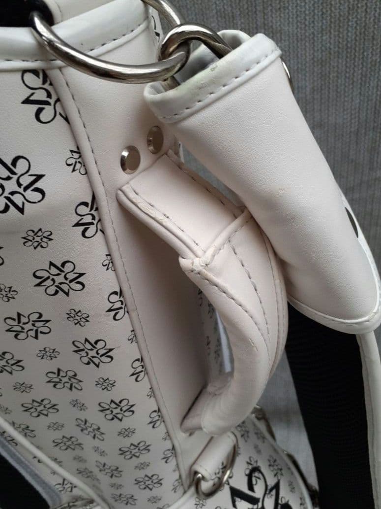 St. ANDREWS ロゴ デザイン スタンド式 キャディバッグ 白 黒