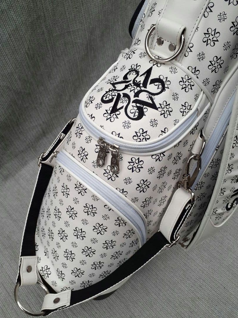 St. ANDREWS ロゴ デザイン スタンド式 キャディバッグ 白 黒