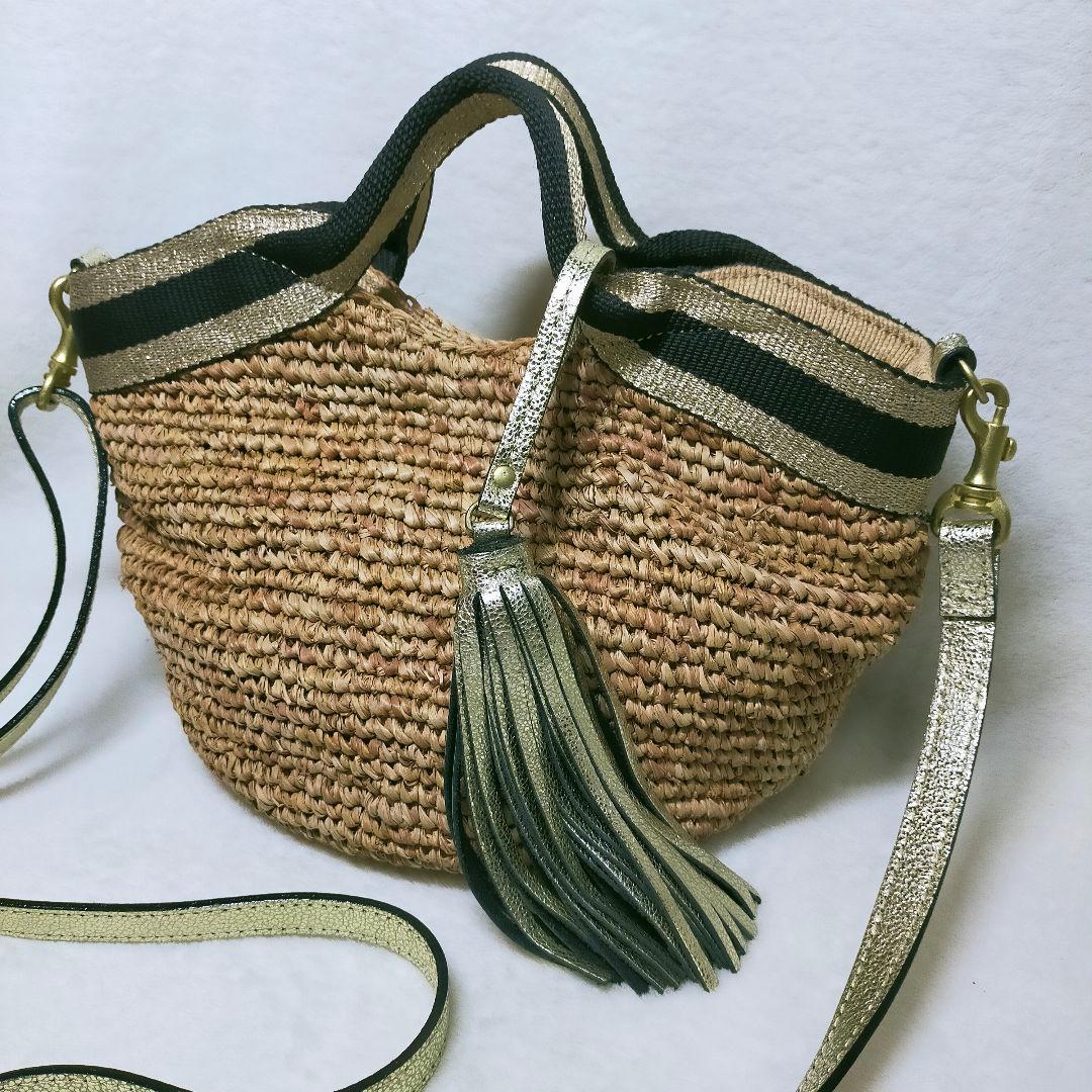 VIOLAd'ORO ヴィオラドーロ カゴバッグ ショルダー 2way タッセル