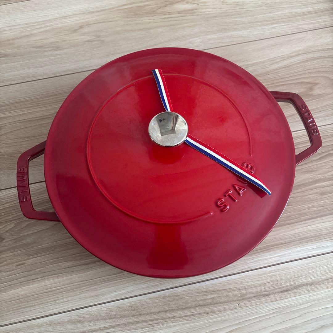STAUB ストウブ 両手鍋 24cm チェリー レッド 浅型