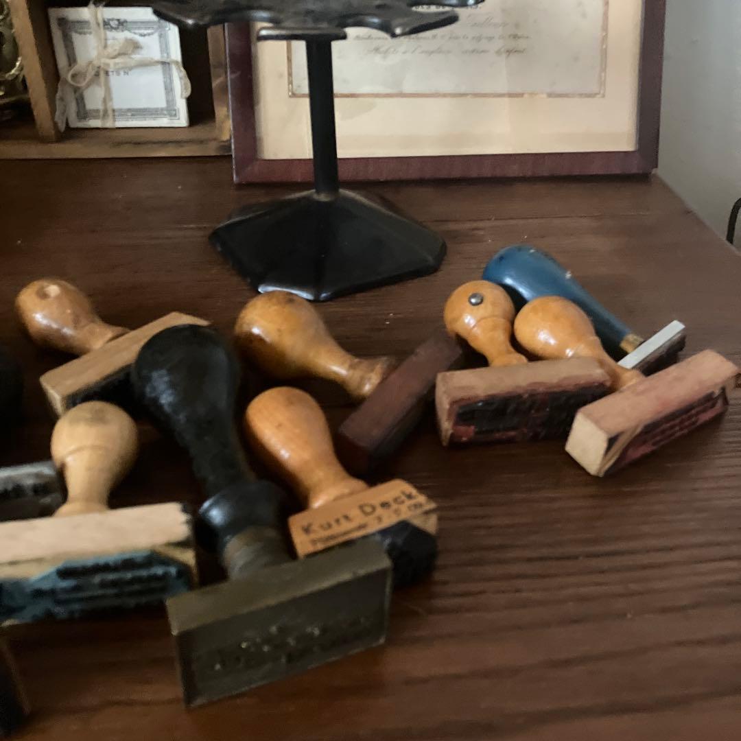 フランスアンティークスタンプホルダー　フランスアンティークスタンプ台２段