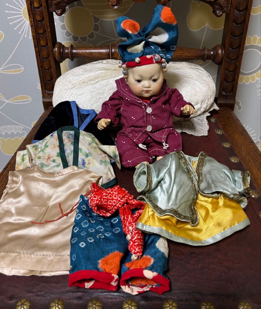 アンティークビスクドール アーモンドマルセル オリエンタルベビーアジアンドール
