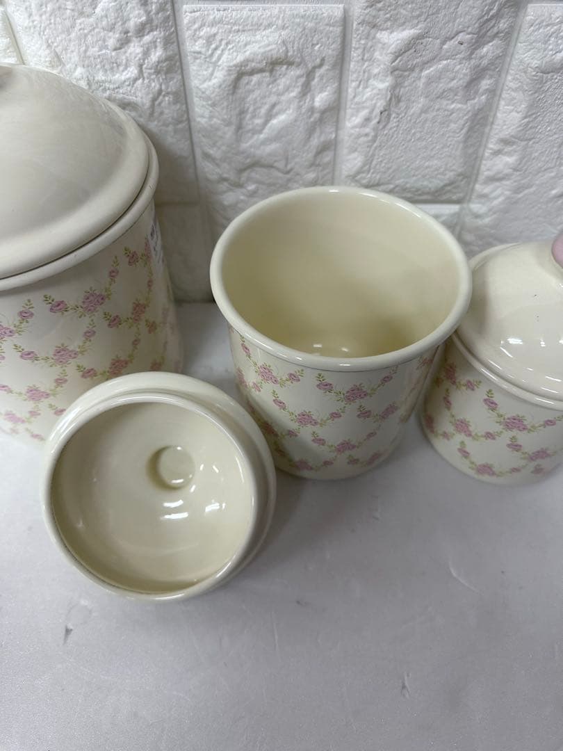 イマン imane 薔薇 キャニスター3点セット ローズ 廃番系　ホーロー