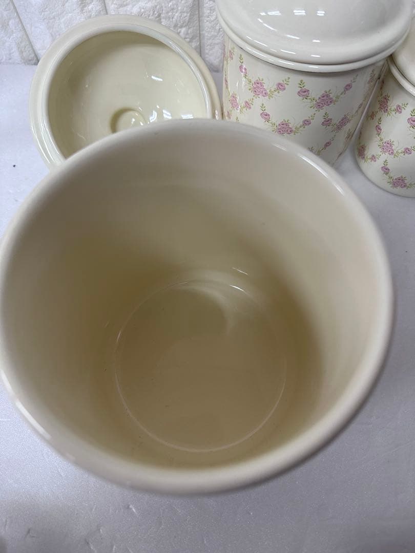 イマン imane 薔薇 キャニスター3点セット ローズ 廃番系　ホーロー