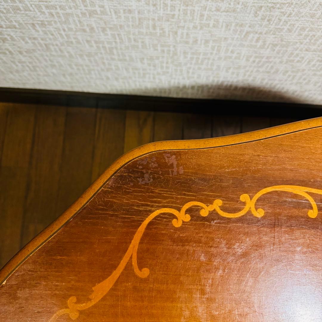 サイドテーブル　コーヒーテーブル　象嵌　イタリアアンティーク　猫脚