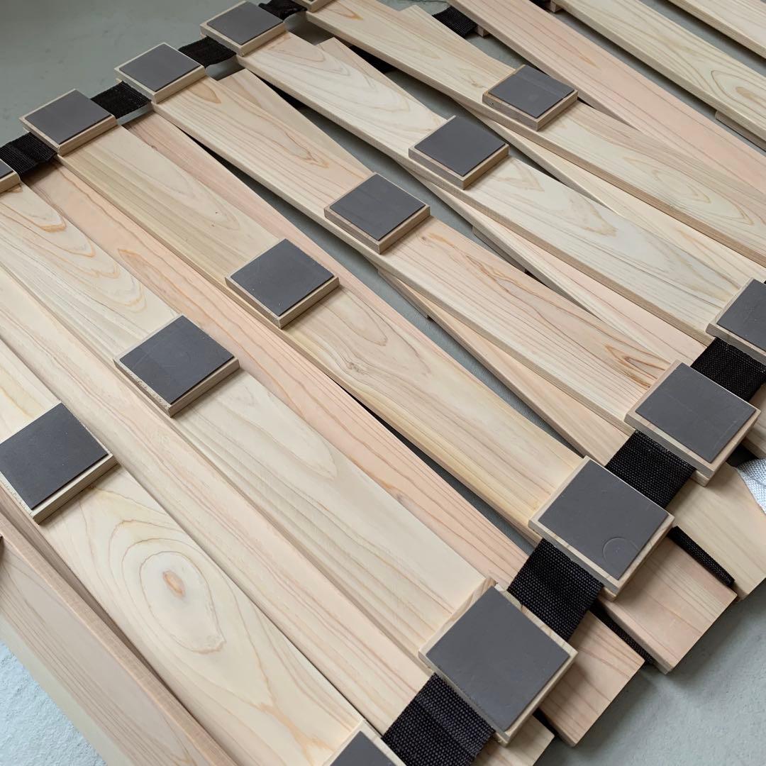 ニトリ/丸めてしまえる ヒノキ すのこ ベッド 折りたたみ　ダブル