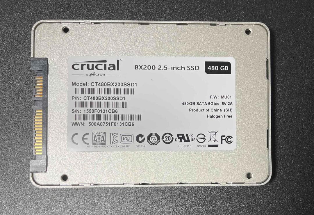 crucial 2.5インチ SATA SSD 480GB 使用時間182時間