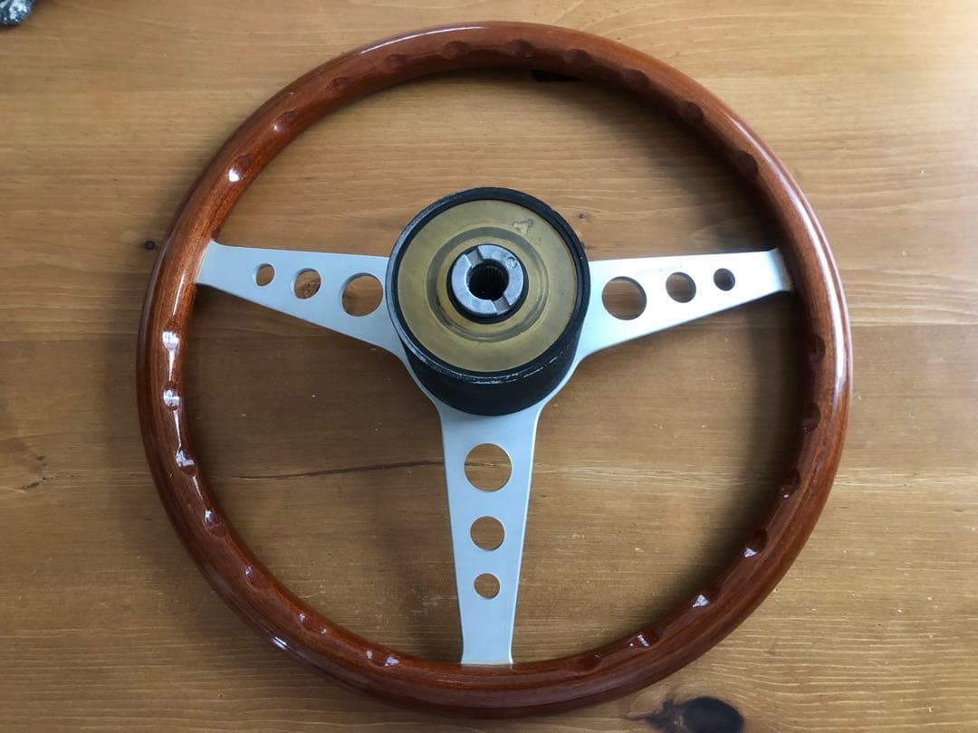 personal MONZA ウッドステアリング ホーンボタン付き 当時物　中古