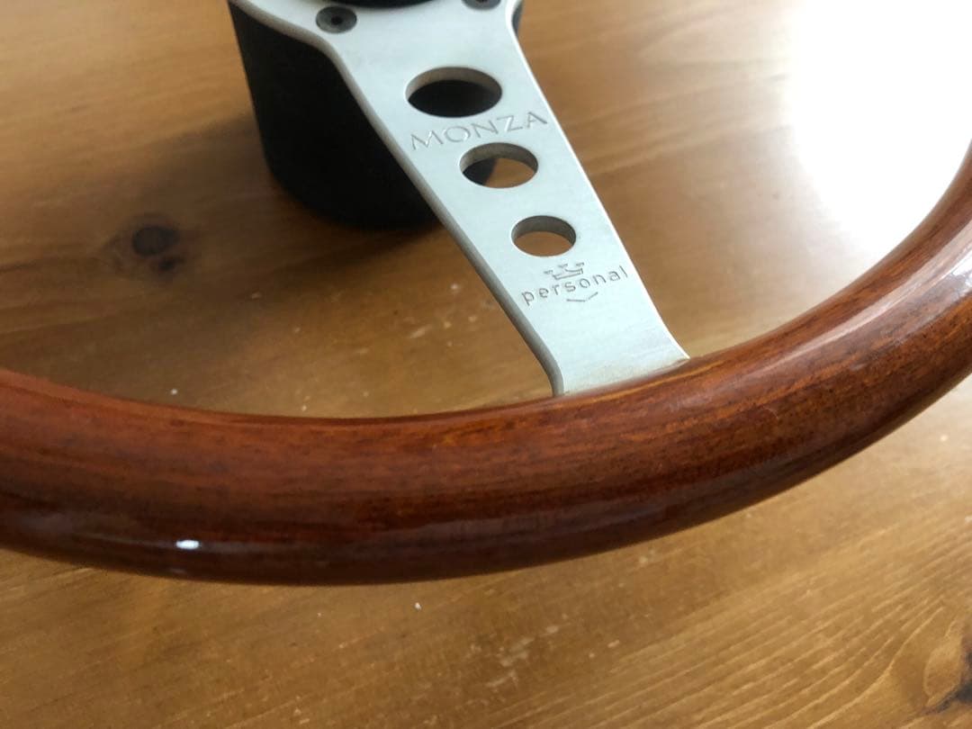 personal MONZA ウッドステアリング ホーンボタン付き 当時物　中古