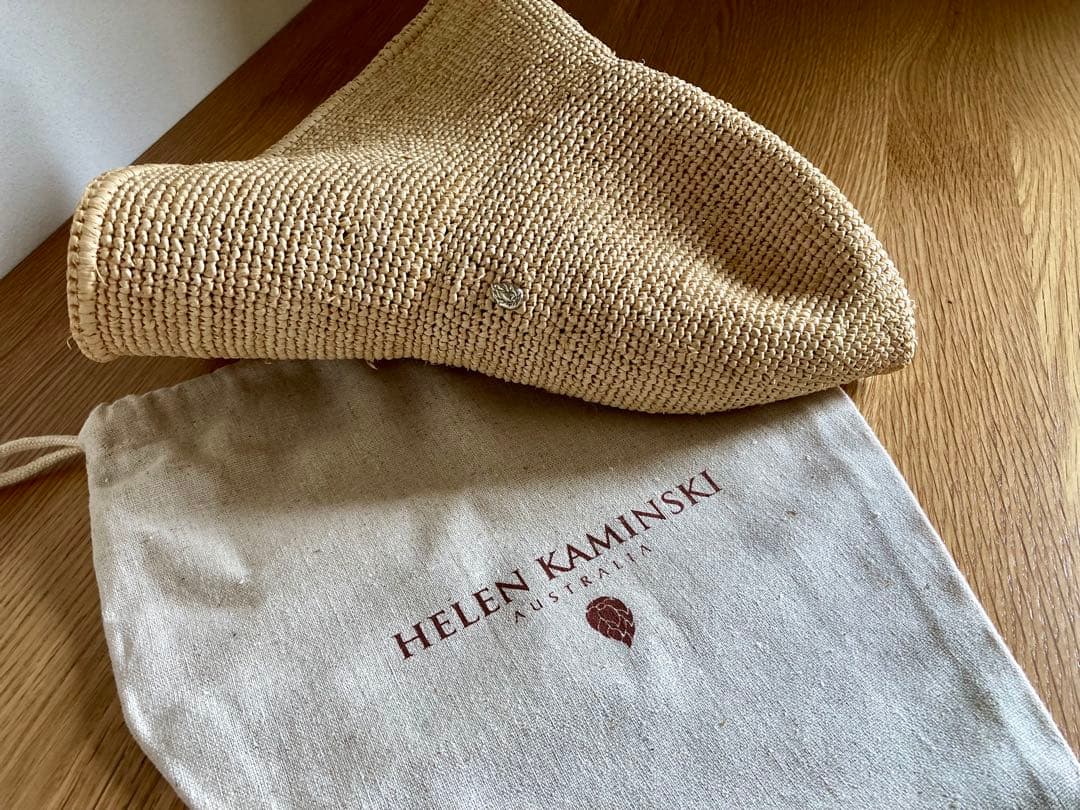 ヘレンカミンスキー　ラフィアハット ワイヤー入り　ナチュラル　収納袋あり