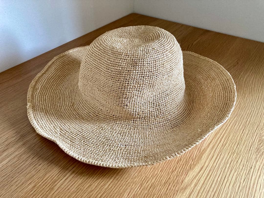 ヘレンカミンスキー　ラフィアハット ワイヤー入り　ナチュラル　収納袋あり