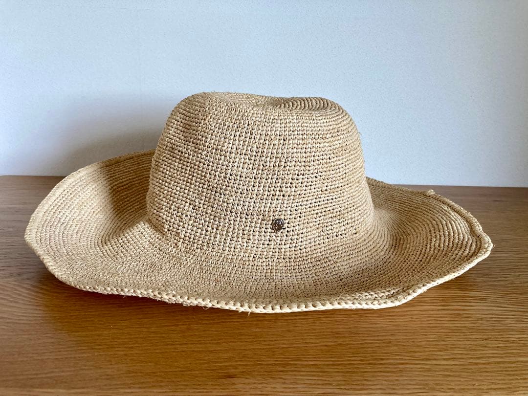 ヘレンカミンスキー　ラフィアハット ワイヤー入り　ナチュラル　収納袋あり