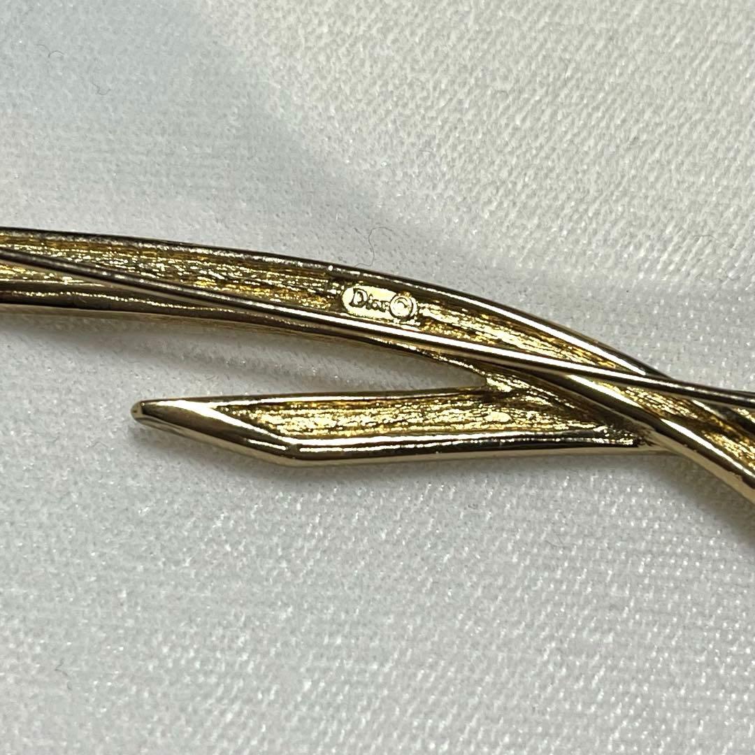 レア　クリスチャンディオール　ブローチ　大ぶり　ゴールドカラー　ラインストーン
