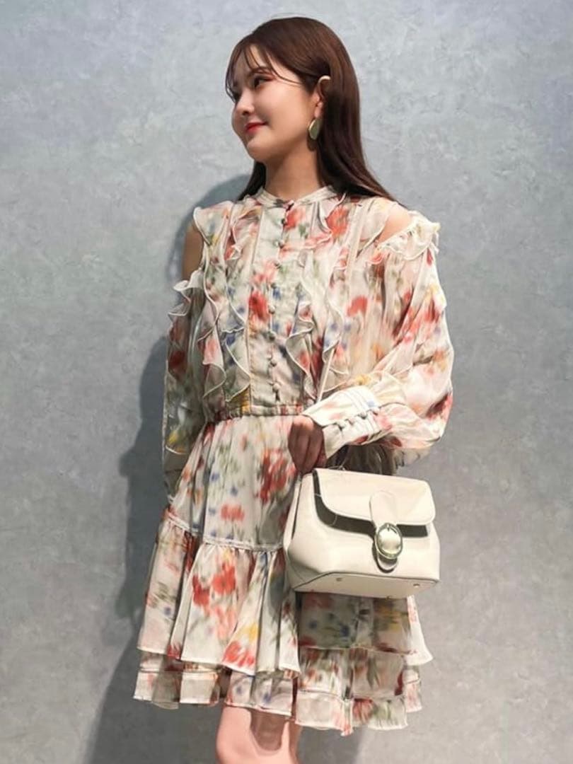 SNIDEL フリルシフォンミニワンピース