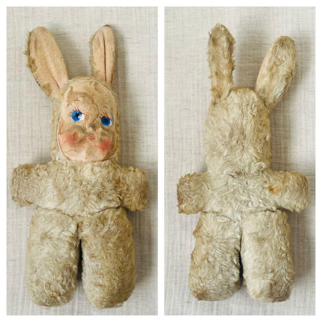 アンティークヴィンテージUSAテディベア うさぎドール古びたぬいぐるみ