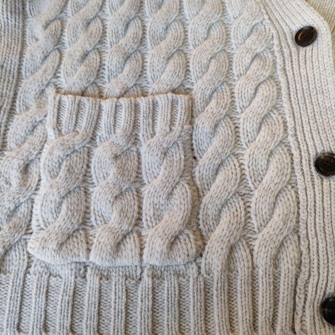 【ebureエブール】ケーブル編みオーバーサイズニットカーディガン　ライトグレー