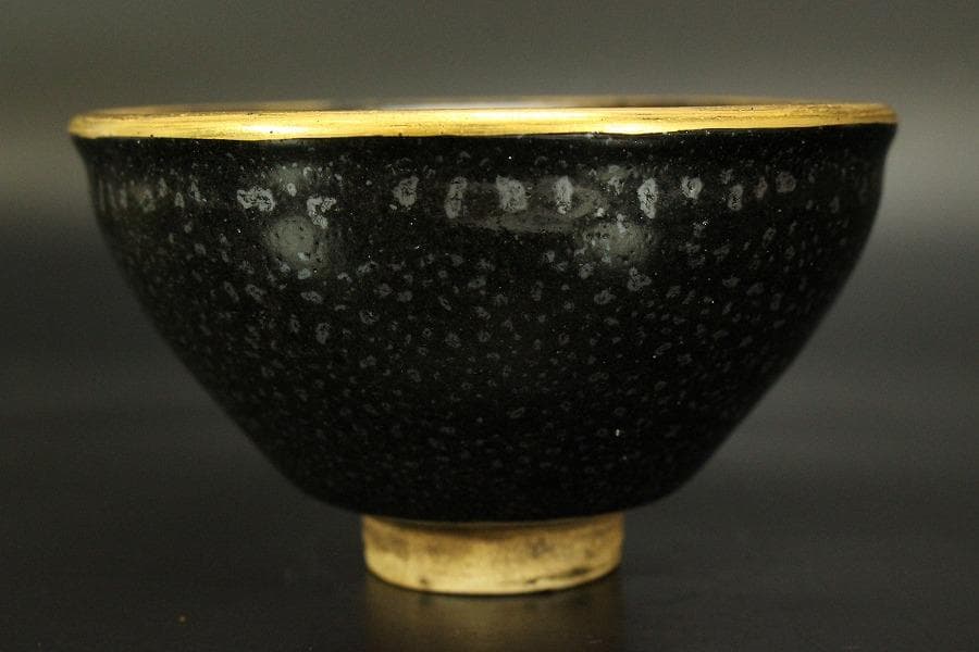 茶道具 油滴天目茶碗 天目台 時代(ZE548)