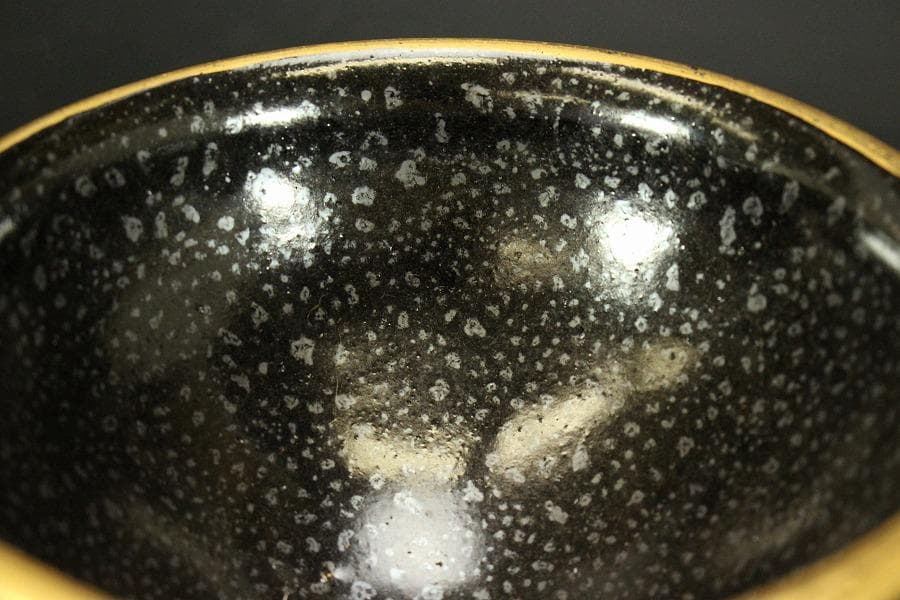 茶道具 油滴天目茶碗 天目台 時代(ZE548)