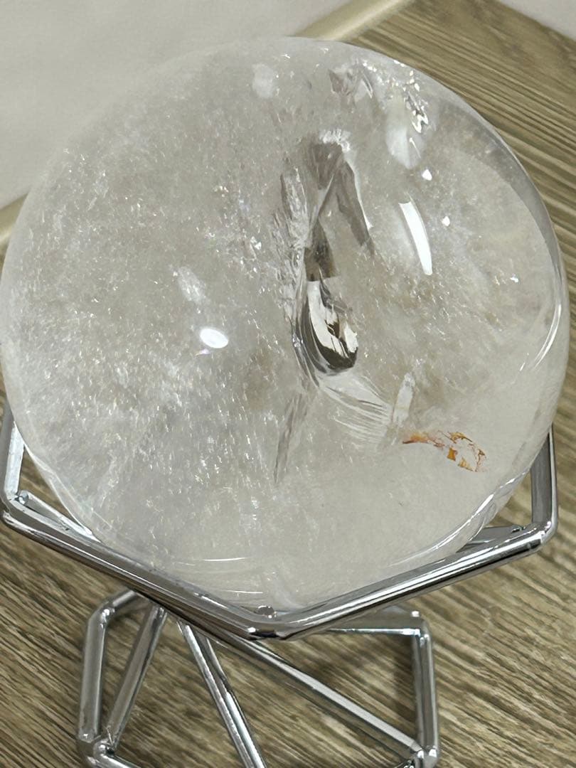 水晶インクォーツ　スフィア　 虹　天然石　置物