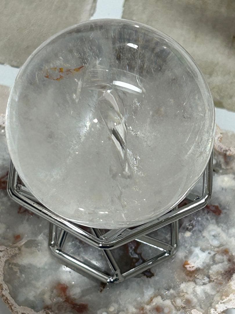 水晶インクォーツ　スフィア　 虹　天然石　置物