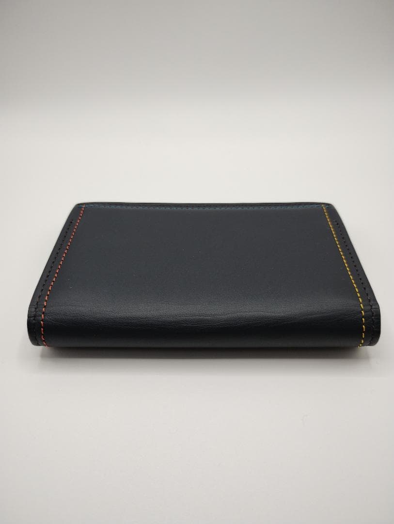 【新品・未使用】 ポールスミス 名刺入れ ネイビー レザー ステッチ箱付き