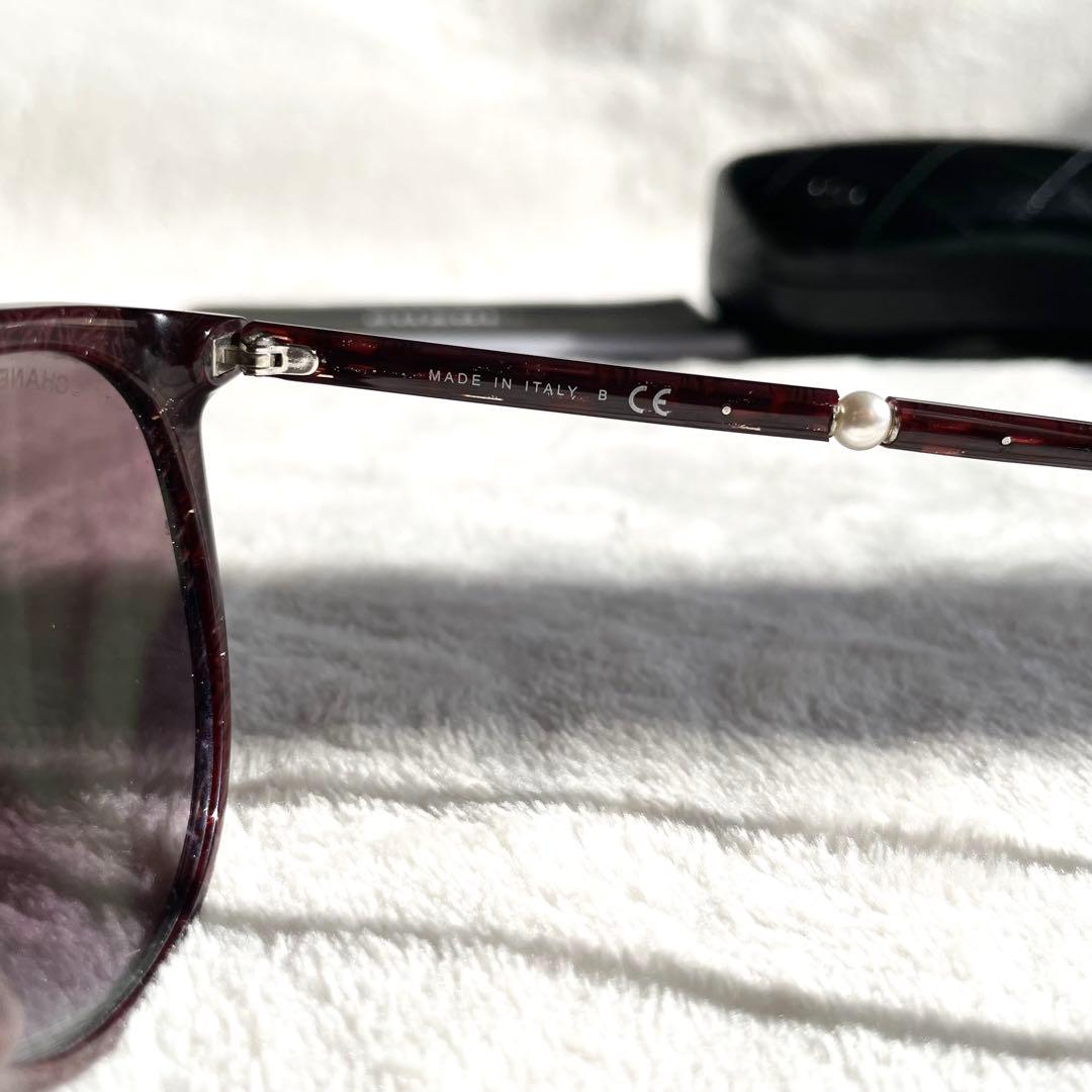 付属品多数 CHANEL サングラス フェイクパール ラメ パープル系 ロゴ