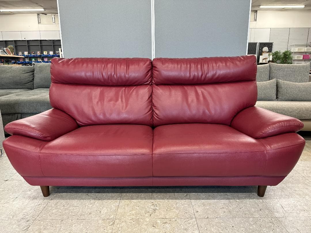 2人掛けソファ　合皮　レッド