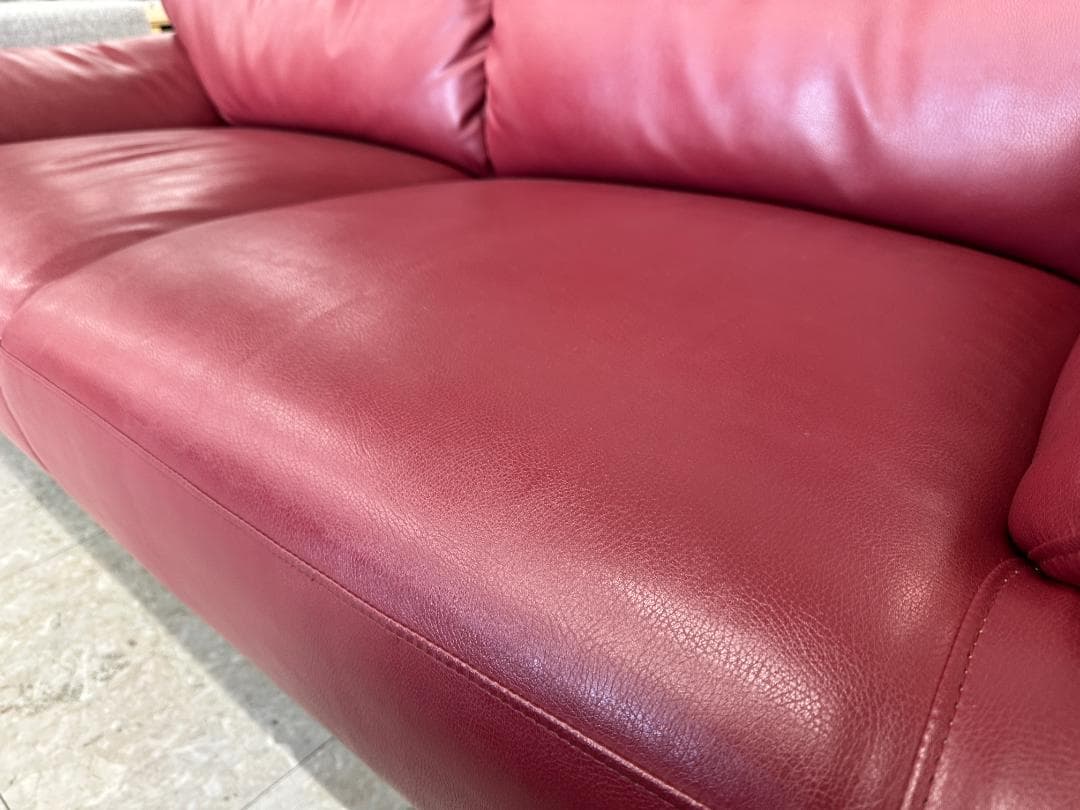 2人掛けソファ　合皮　レッド