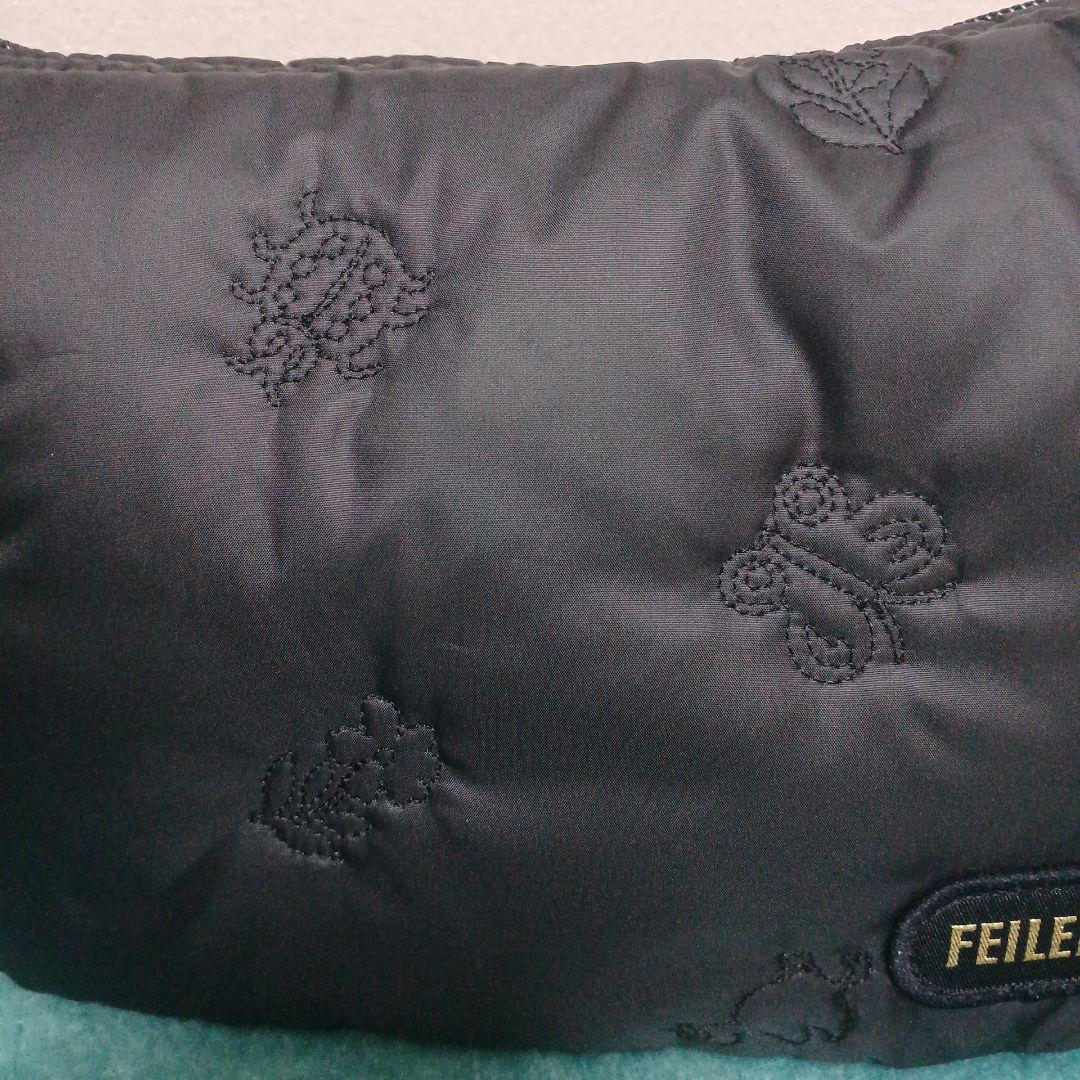 美品FEILER ブラックハイジ ハーフムーン ショルダーバッグ