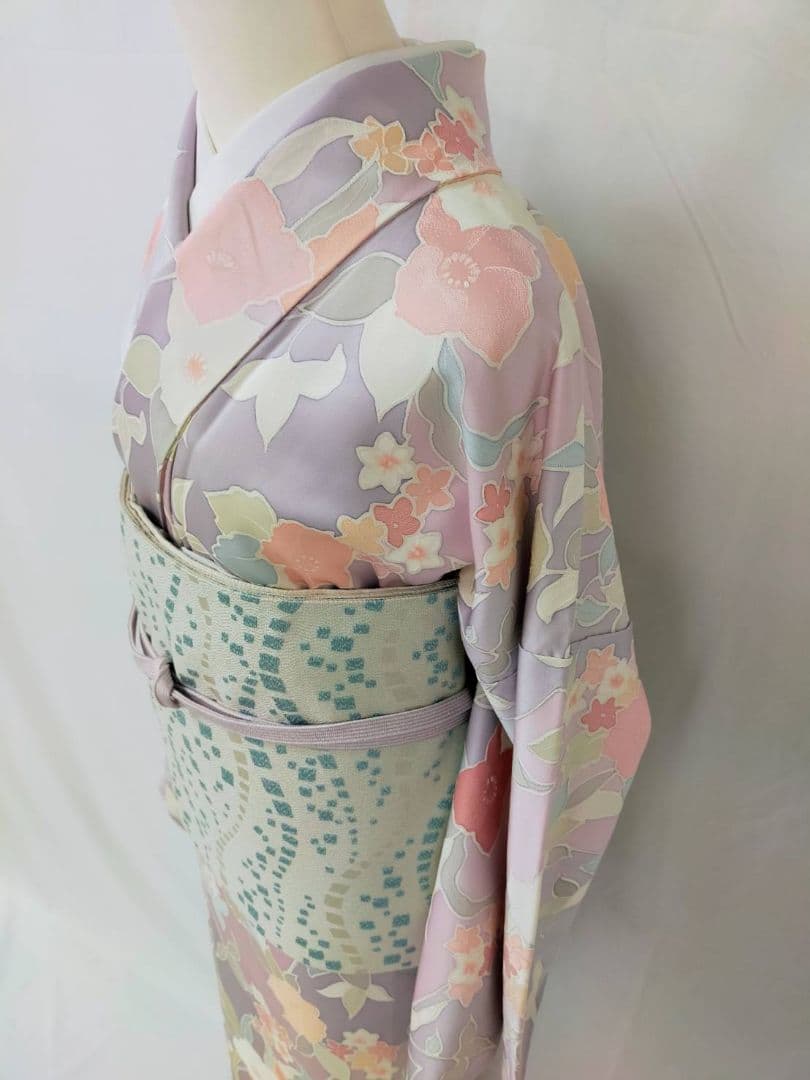 お見分け済　美品　正絹袷　紋意匠　友禅小紋単品