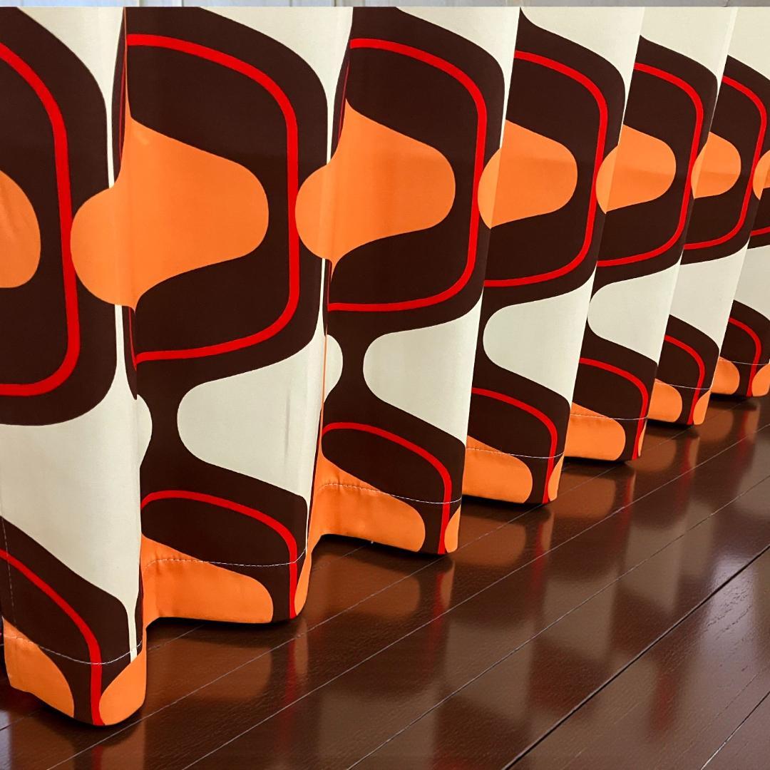 ミッドセンチュリー レトロ 昭和 ドレープカーテン×4組でお得な割引価格