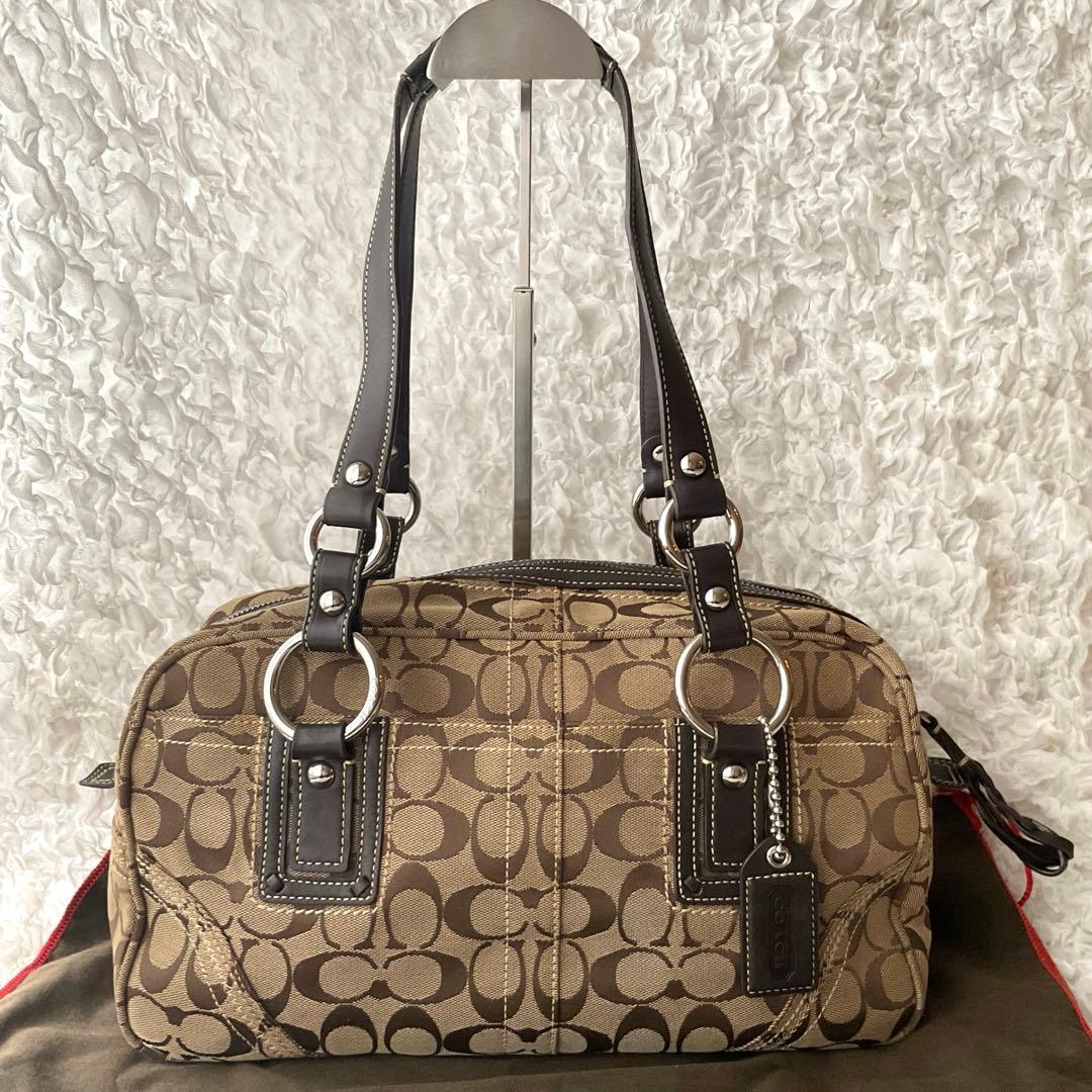 コーチ 10605 シグネチャー ショルダーバッグ キャンバス/レザー