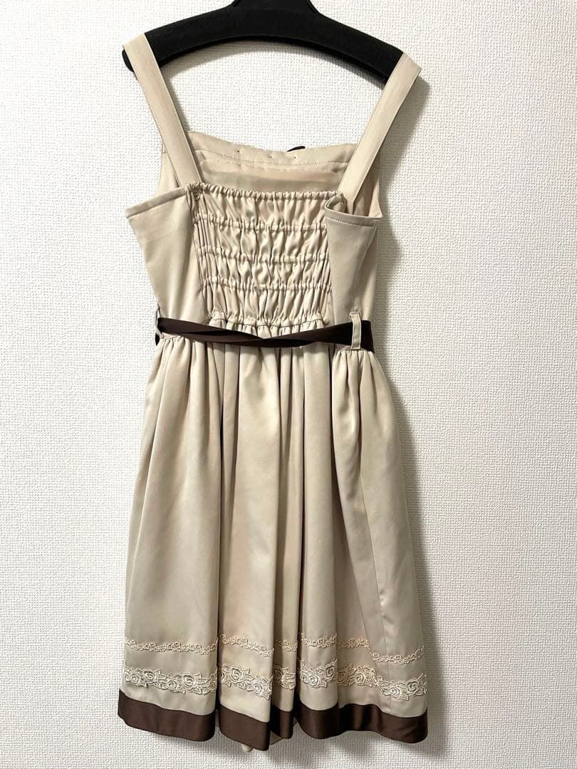 【美品】Innocent World リボンバイカラーJSK ミルクティー色