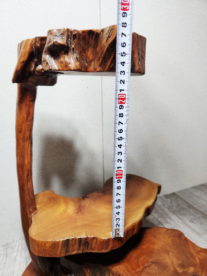 天然木 三段 飾り台 花台 和室 茶室 レトロ アンティーク