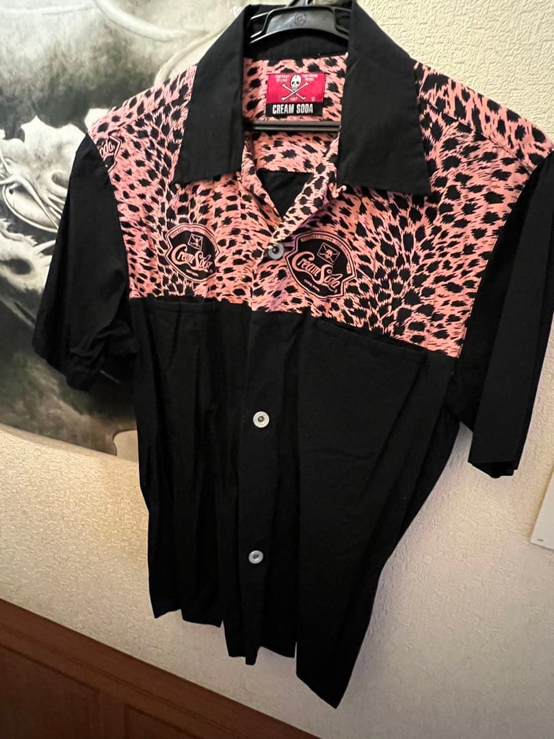 CREAM SODA ヒョウ柄 ボウリングシャツ 黒・ピンク