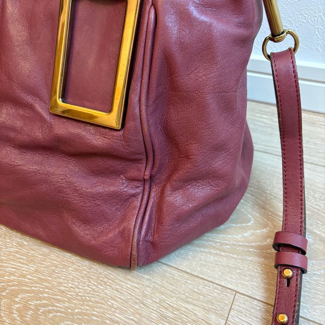 Chloe エテル ハンドバッグ レザー 赤 ボルドー ショルダー 容量大きめ