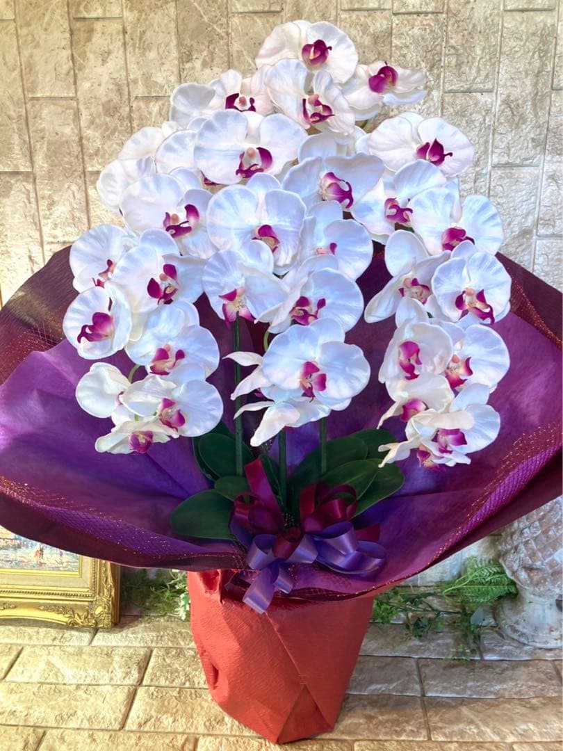 光触媒　人工観葉植物　ウォールグリーン　フェイクグリーン　胡蝶蘭8155