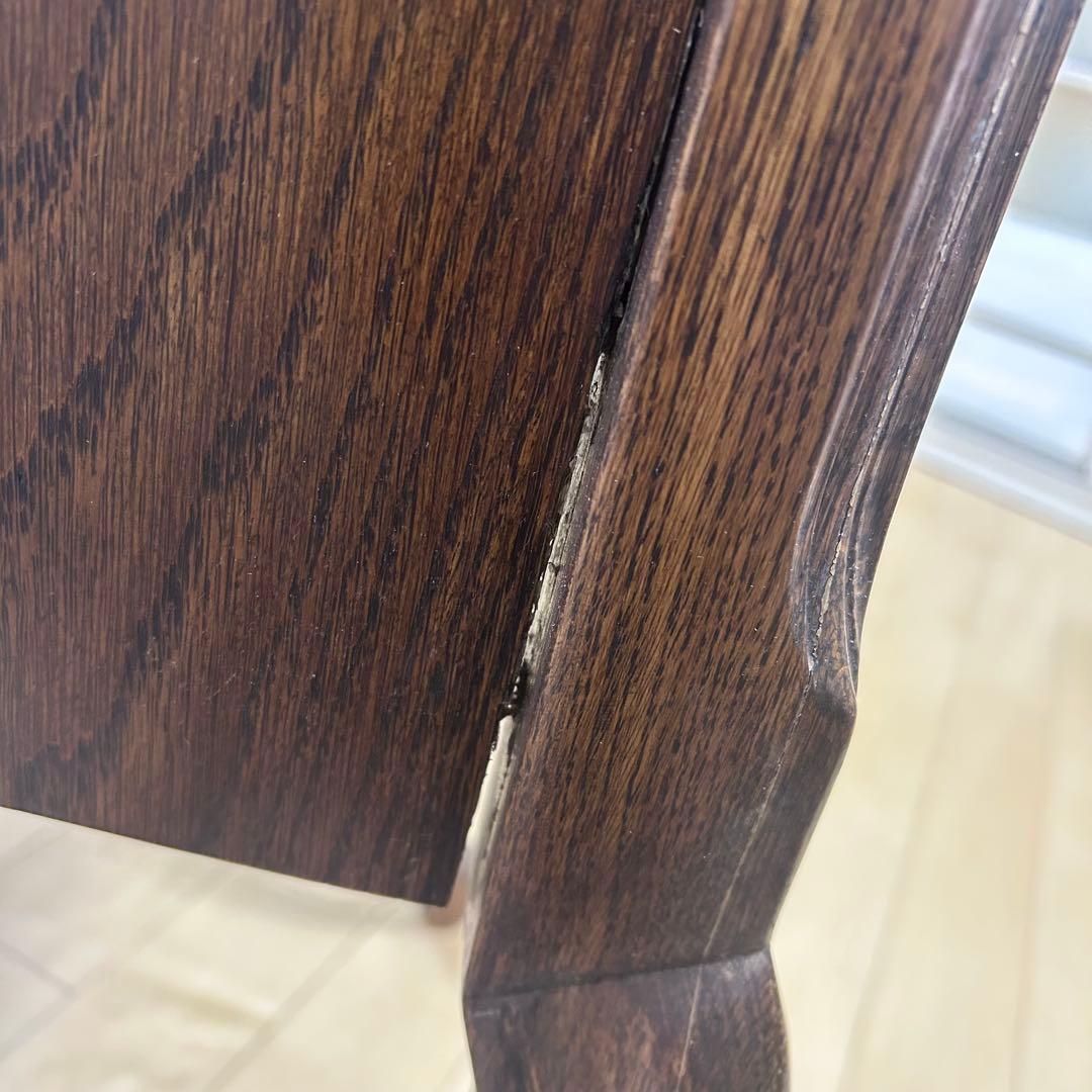 アンティーク　三越家具ブルージュ　ルーマニア製　オーク材デスク　英国　猫脚　虎柄