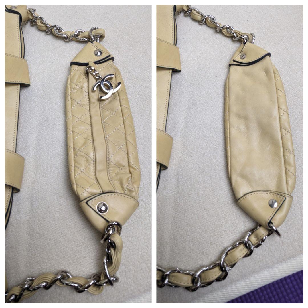 シャネル カーフレザー ハンドバッグ クリームイエロー CHANEL ココマーク