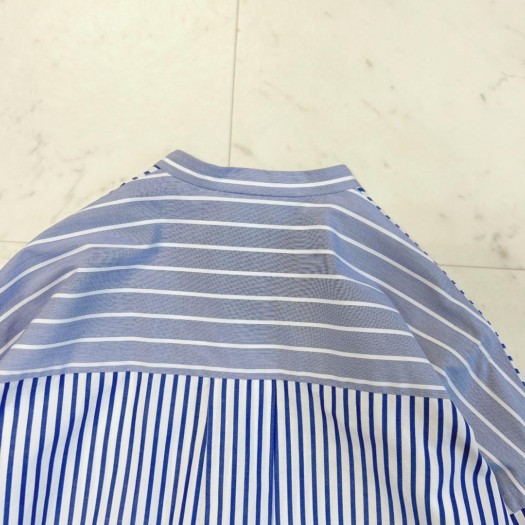 nagonstans ブルーストライプ シャツ バンドカラー M 23ss