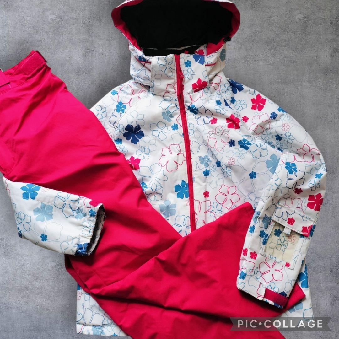 美品　Phenix クリスタルガールズ スキーウェア 160 花柄×ピンク 上下