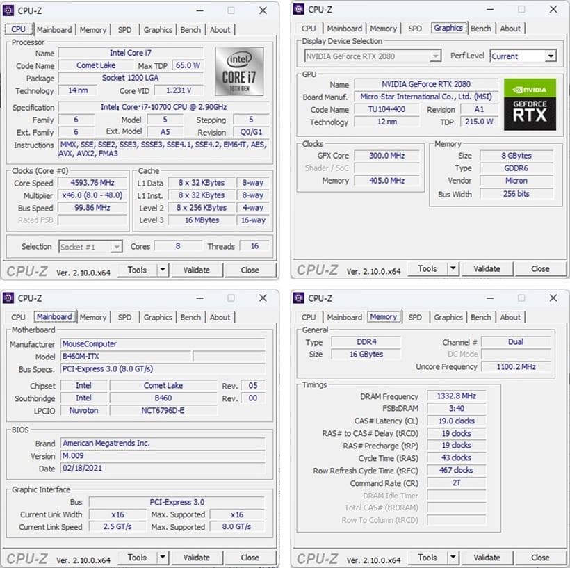ゲーミングPC/Core i7 10700/RTX2080/メモリ16G/水冷